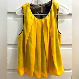 Buttercup yellow silky vintage puff blouse size medium.